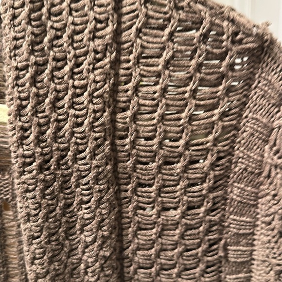 CHICO’S Crochet Open Cardigan Sweater Brown Neutral Bohemian Earthy Size Medium - Picture 4 of 16